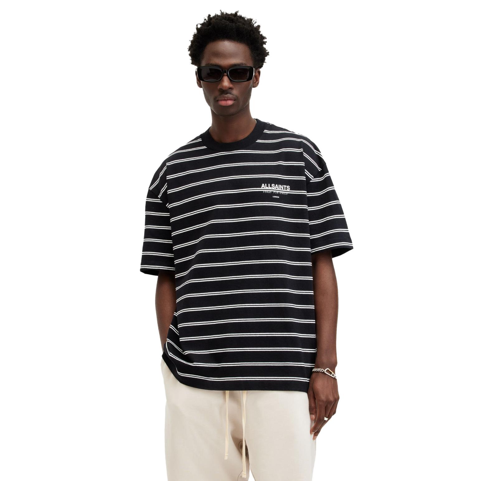 AllSaints Underground Oversized Striped T-Shirt